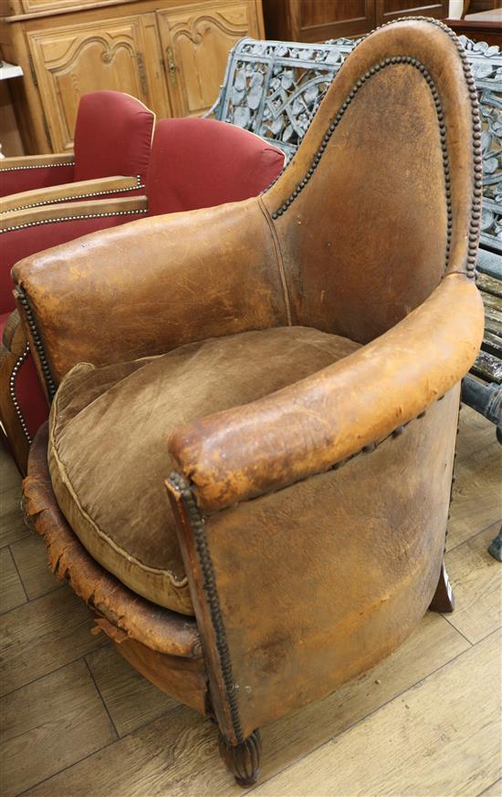 A French leather club chair